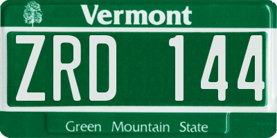 VT license plate ZRD144