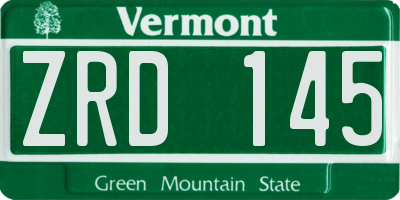 VT license plate ZRD145