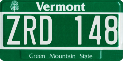 VT license plate ZRD148
