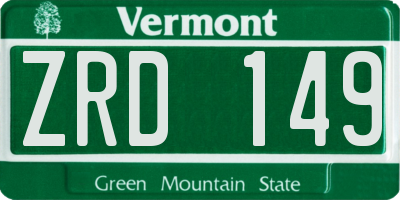 VT license plate ZRD149