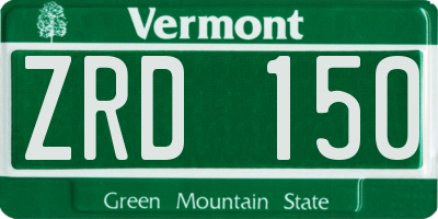 VT license plate ZRD150