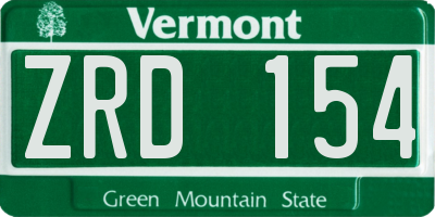 VT license plate ZRD154