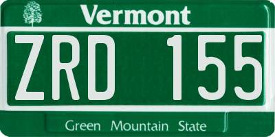 VT license plate ZRD155