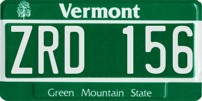 VT license plate ZRD156