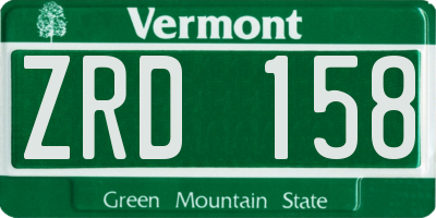 VT license plate ZRD158