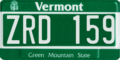 VT license plate ZRD159