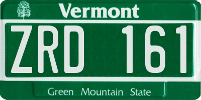 VT license plate ZRD161