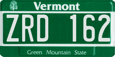 VT license plate ZRD162