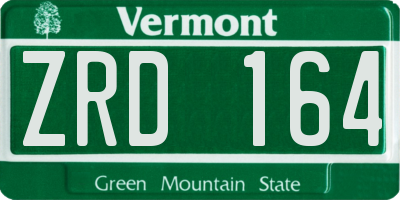 VT license plate ZRD164