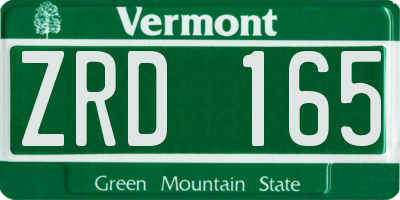 VT license plate ZRD165