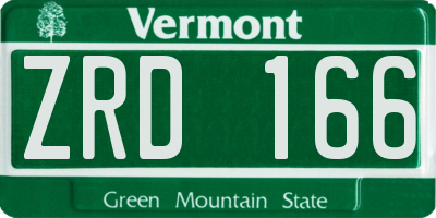 VT license plate ZRD166