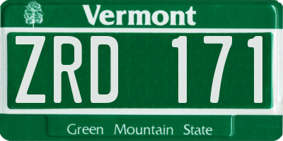 VT license plate ZRD171