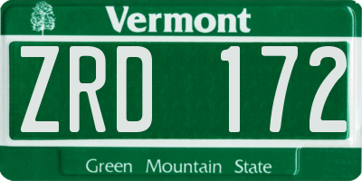 VT license plate ZRD172