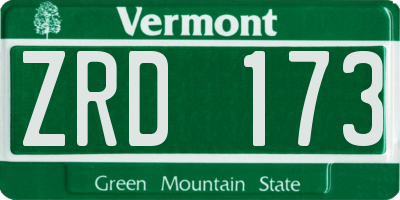 VT license plate ZRD173