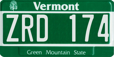 VT license plate ZRD174