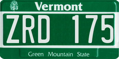 VT license plate ZRD175