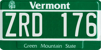 VT license plate ZRD176