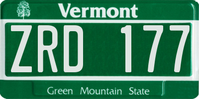 VT license plate ZRD177
