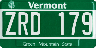 VT license plate ZRD179