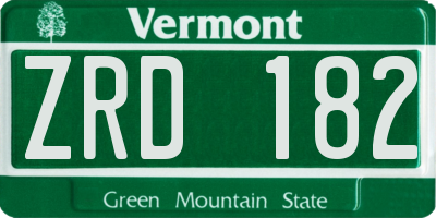 VT license plate ZRD182
