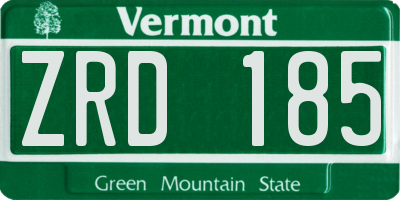 VT license plate ZRD185