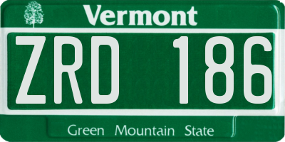 VT license plate ZRD186