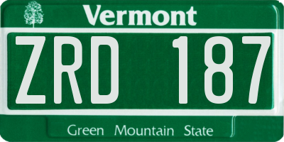 VT license plate ZRD187