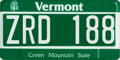 VT license plate ZRD188
