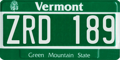 VT license plate ZRD189
