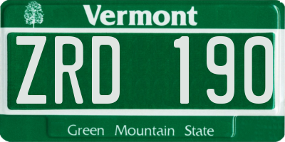 VT license plate ZRD190