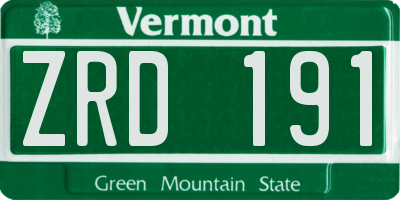 VT license plate ZRD191