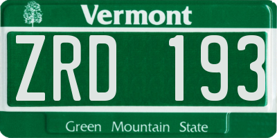 VT license plate ZRD193