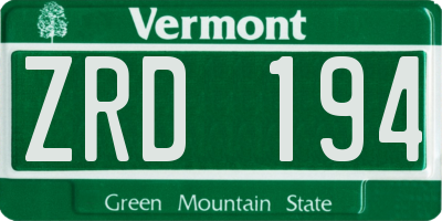 VT license plate ZRD194