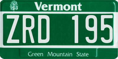 VT license plate ZRD195