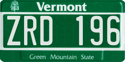 VT license plate ZRD196