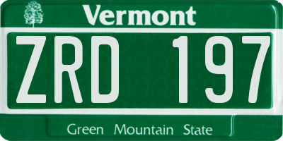 VT license plate ZRD197