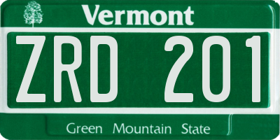VT license plate ZRD201