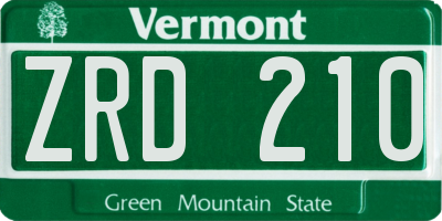 VT license plate ZRD210