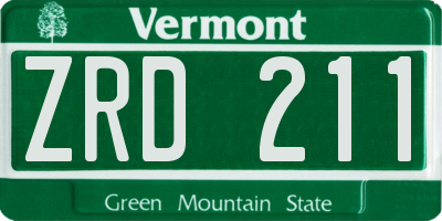 VT license plate ZRD211