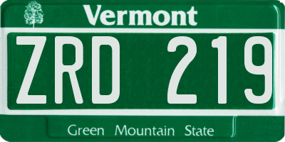 VT license plate ZRD219