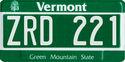 VT license plate ZRD221