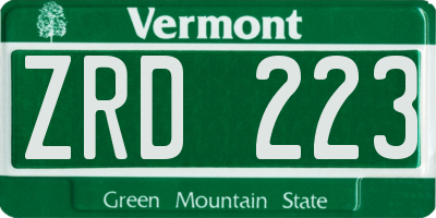 VT license plate ZRD223