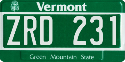 VT license plate ZRD231