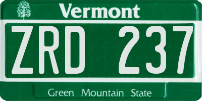 VT license plate ZRD237