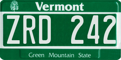 VT license plate ZRD242