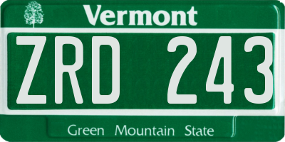 VT license plate ZRD243