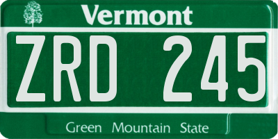 VT license plate ZRD245