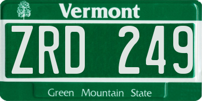 VT license plate ZRD249