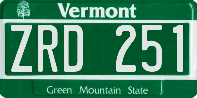 VT license plate ZRD251