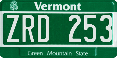 VT license plate ZRD253
